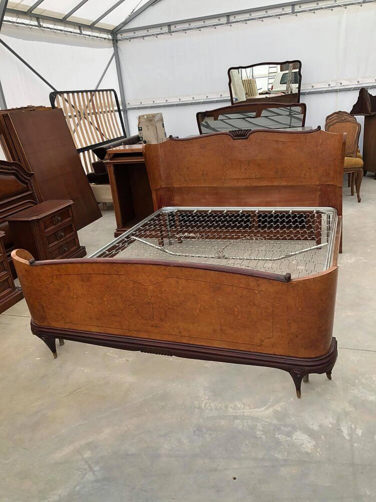 Lacquered wood double bed, 1940s 1