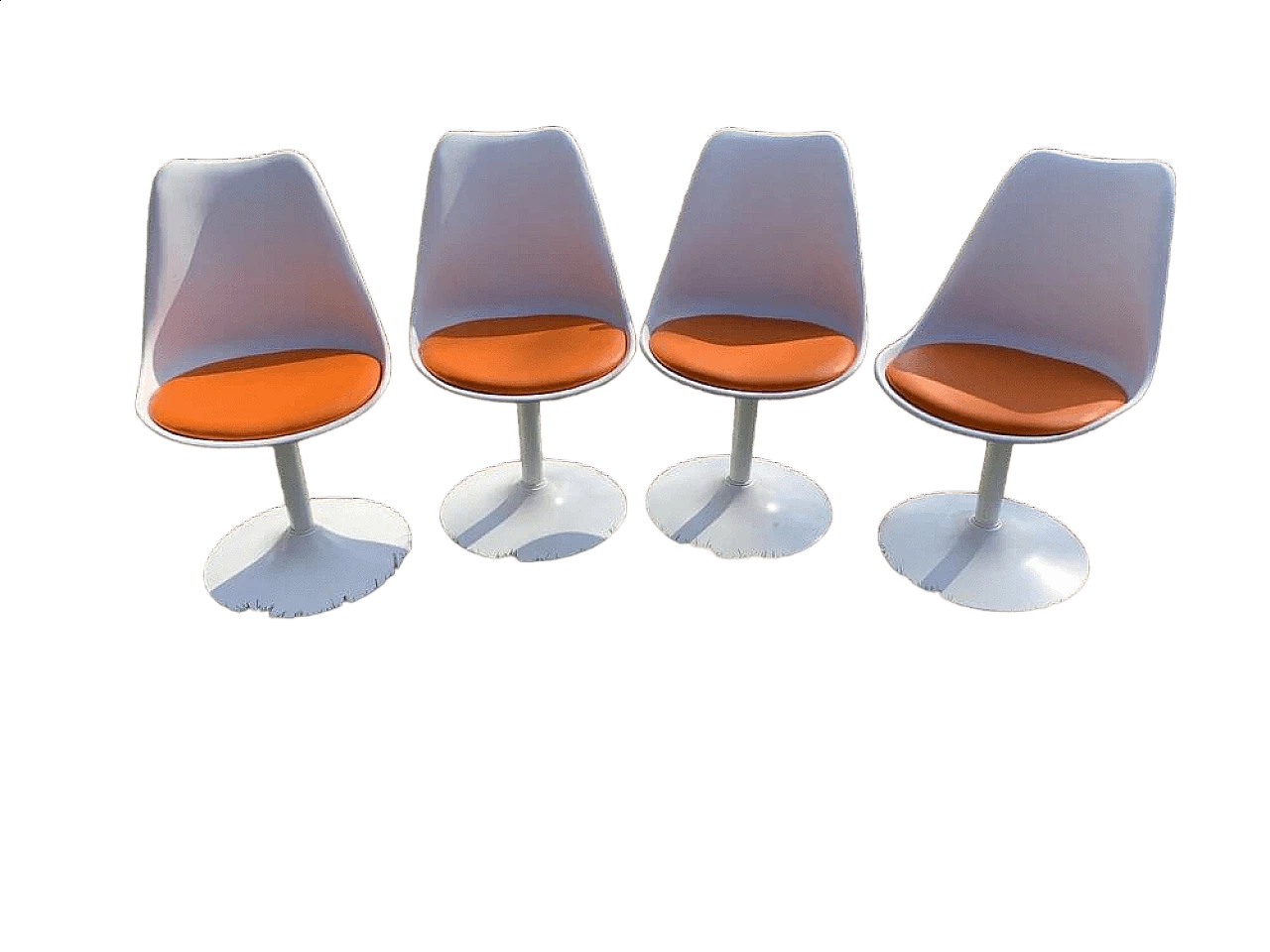 4 Orange Tulip swivel chairs attributed to Eero Saarinen for Knoll, 1956. 7