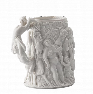 Capodimonte porcelain tankard with erotic subjects, 19th century