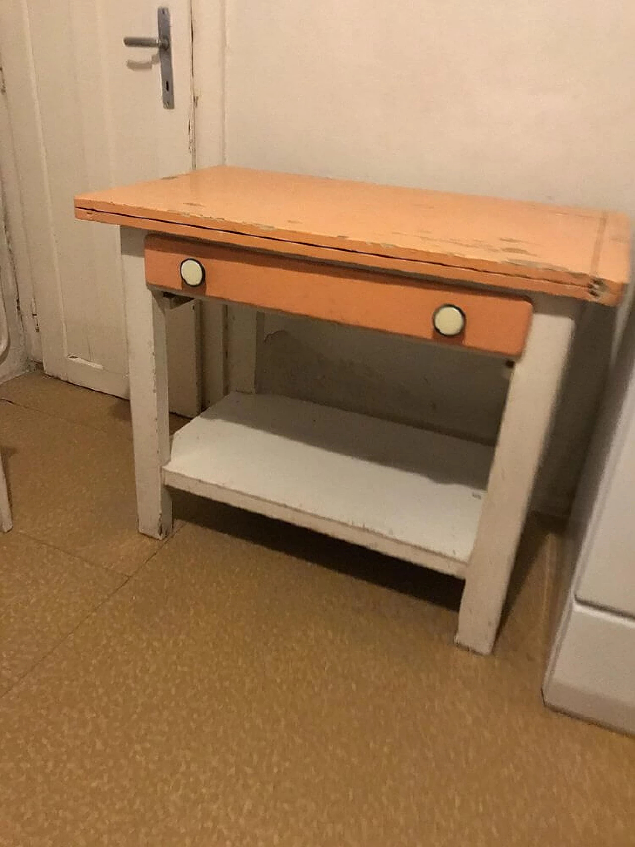 Hungarian wooden kitchen table with opening top, 1930s 2