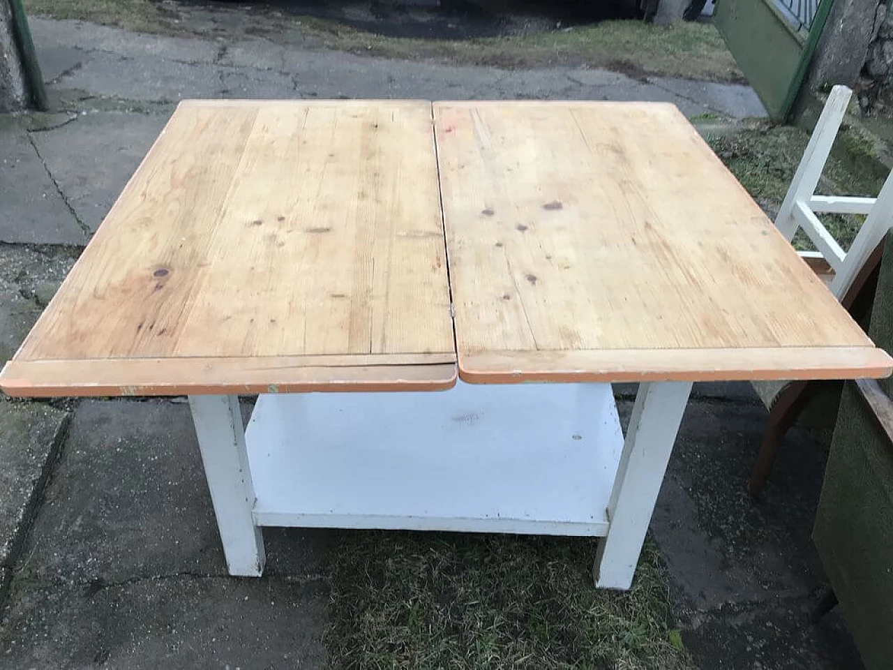 Hungarian wooden kitchen table with opening top, 1930s 3