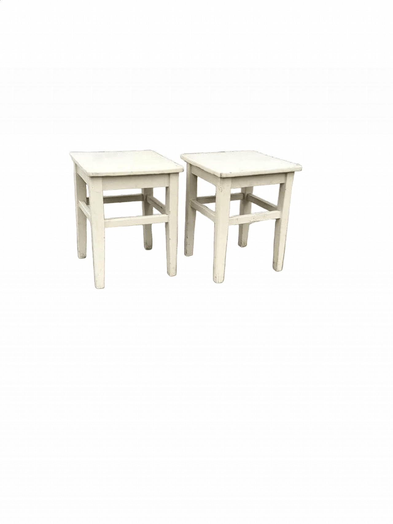 Pair of painted pine wood stools, 1940s 7