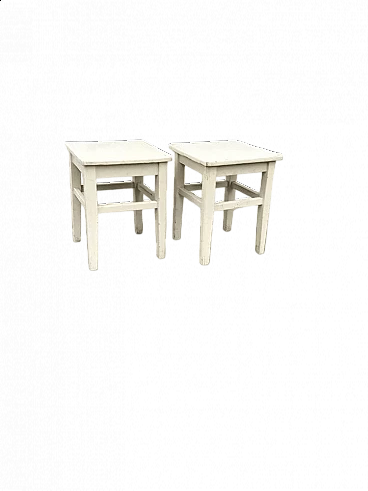 Pair of painted pine wood stools, 1940s