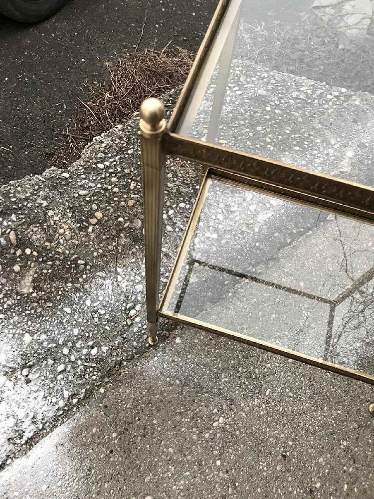 Brass coffee table with glass tops in Hollywood Regency style, 1960s 6