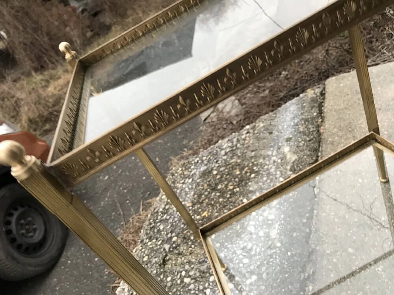 Brass coffee table with glass tops in Hollywood Regency style, 1960s 10