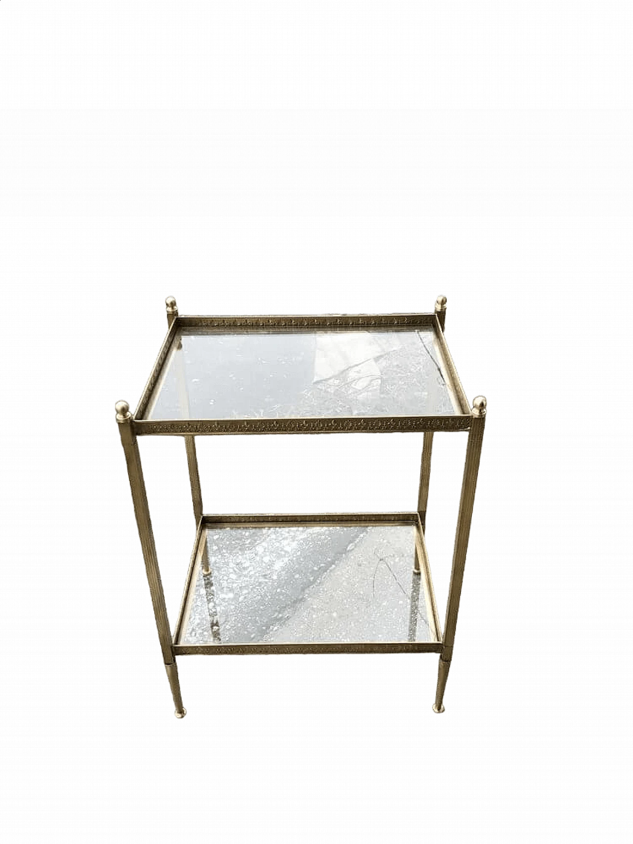 Brass coffee table with glass tops in Hollywood Regency style, 1960s 11