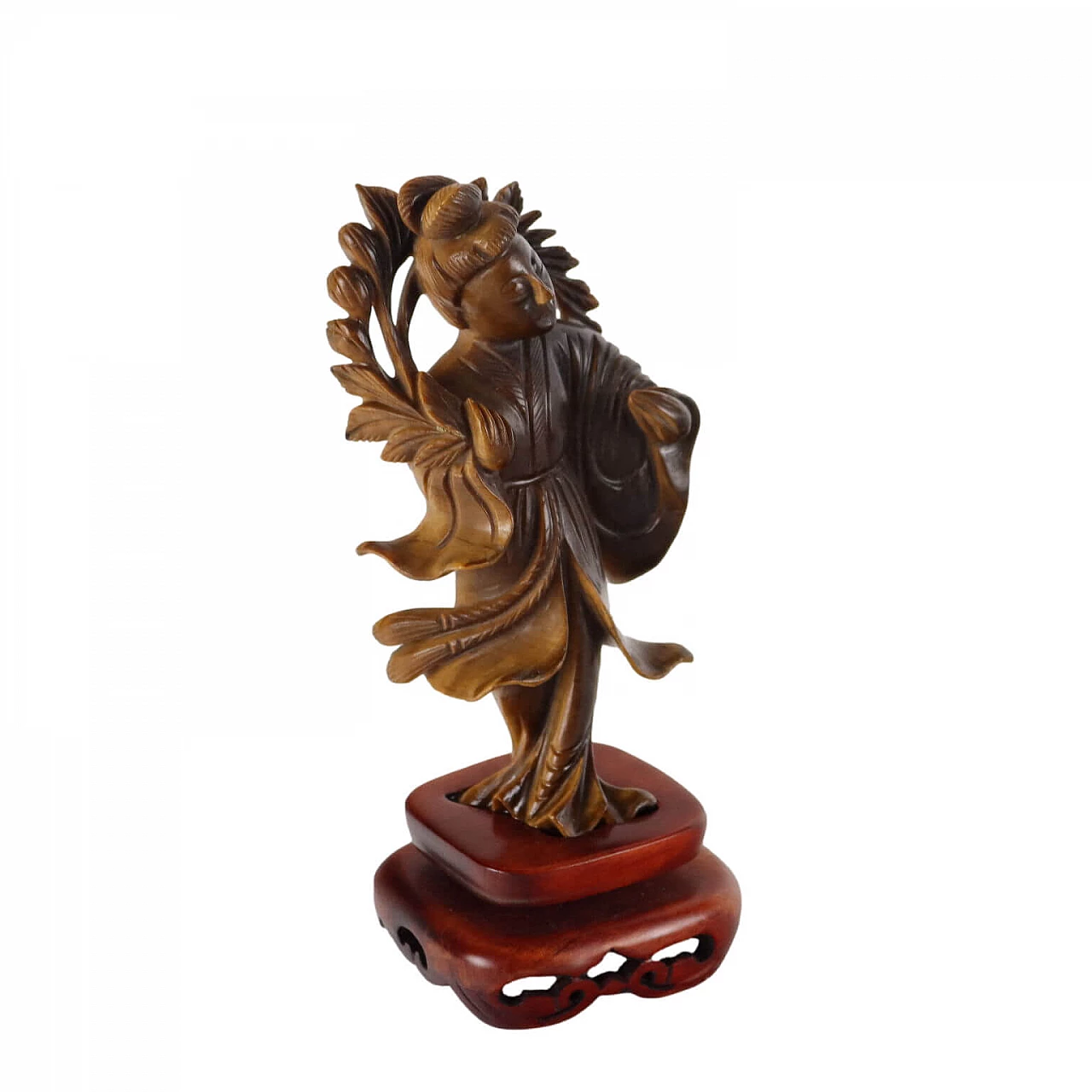 Chinese tiger's eye geisha sculpture 1