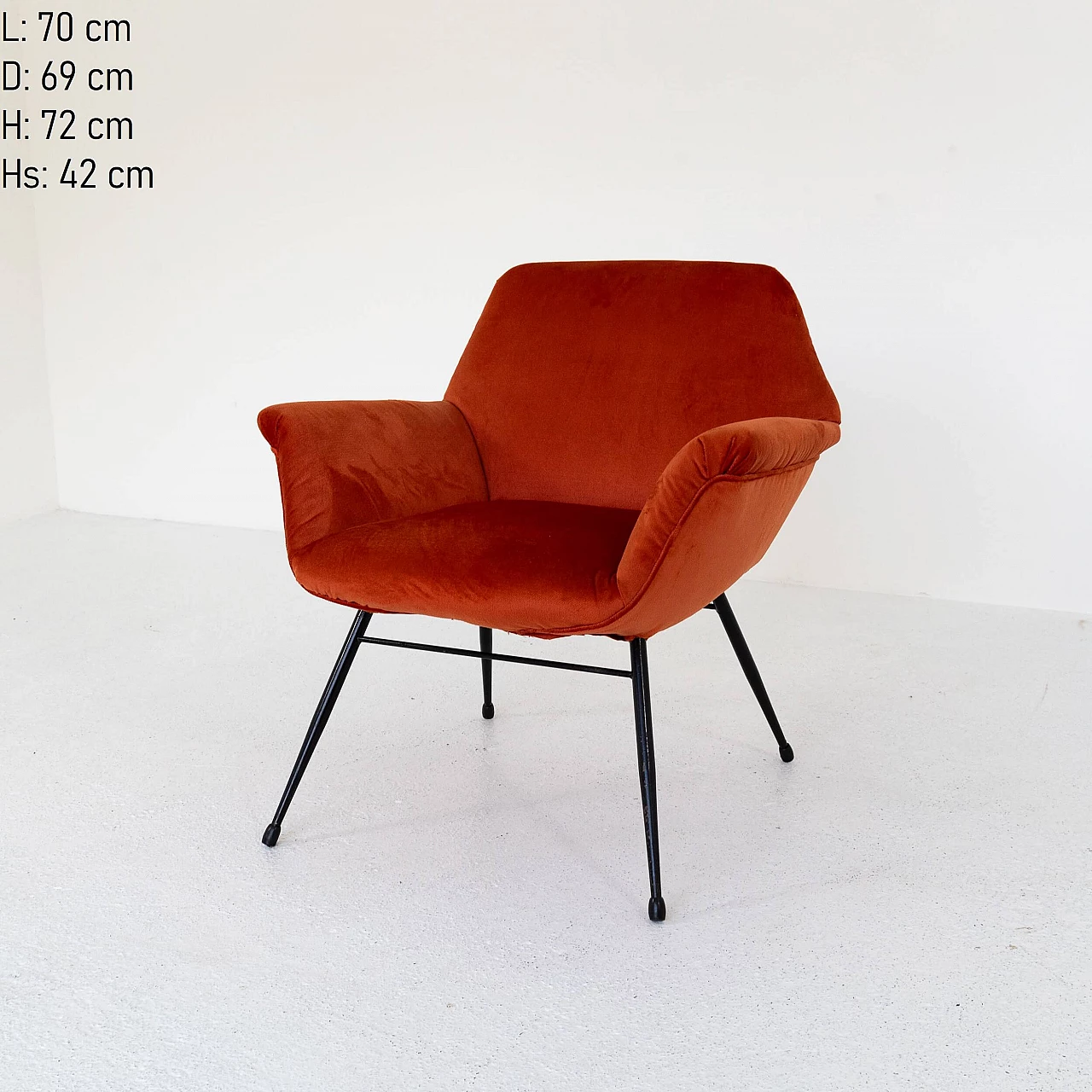 Armchair with metal and fabric structure, 1950s 2