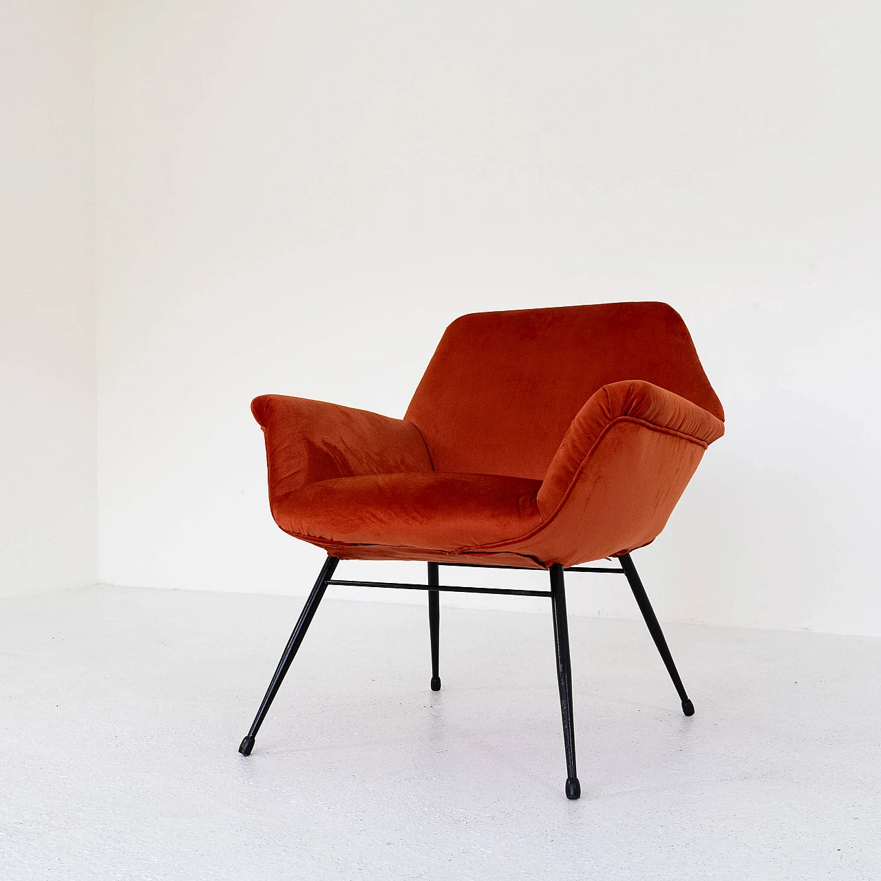 Armchair with metal and fabric structure, 1950s 3