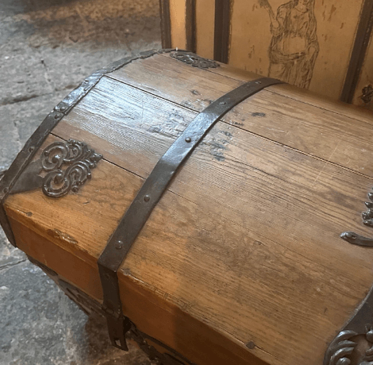 Spanish Rococo spruce and iron carriage trunk, 1742 14