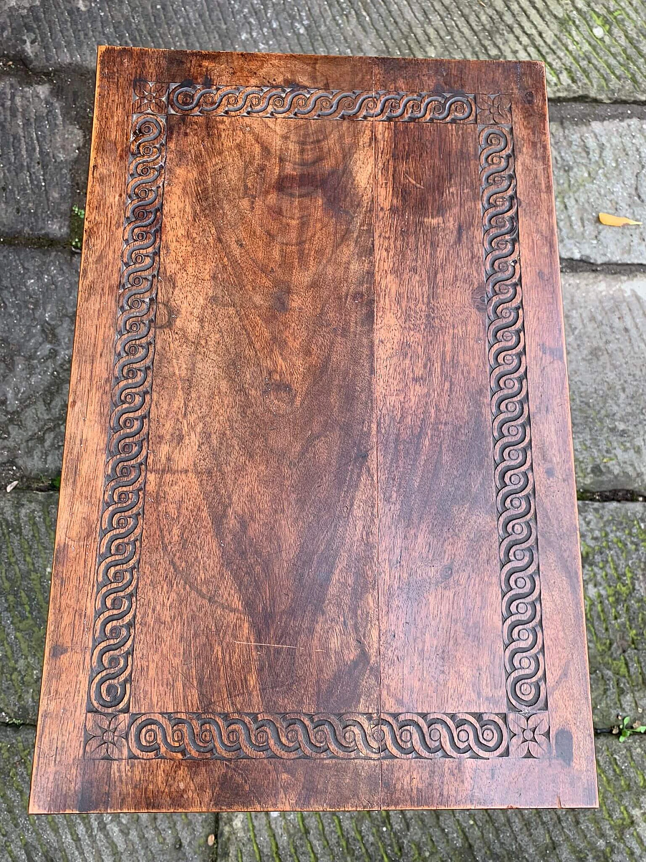 Walnut coffee table with carving, 1960s 4