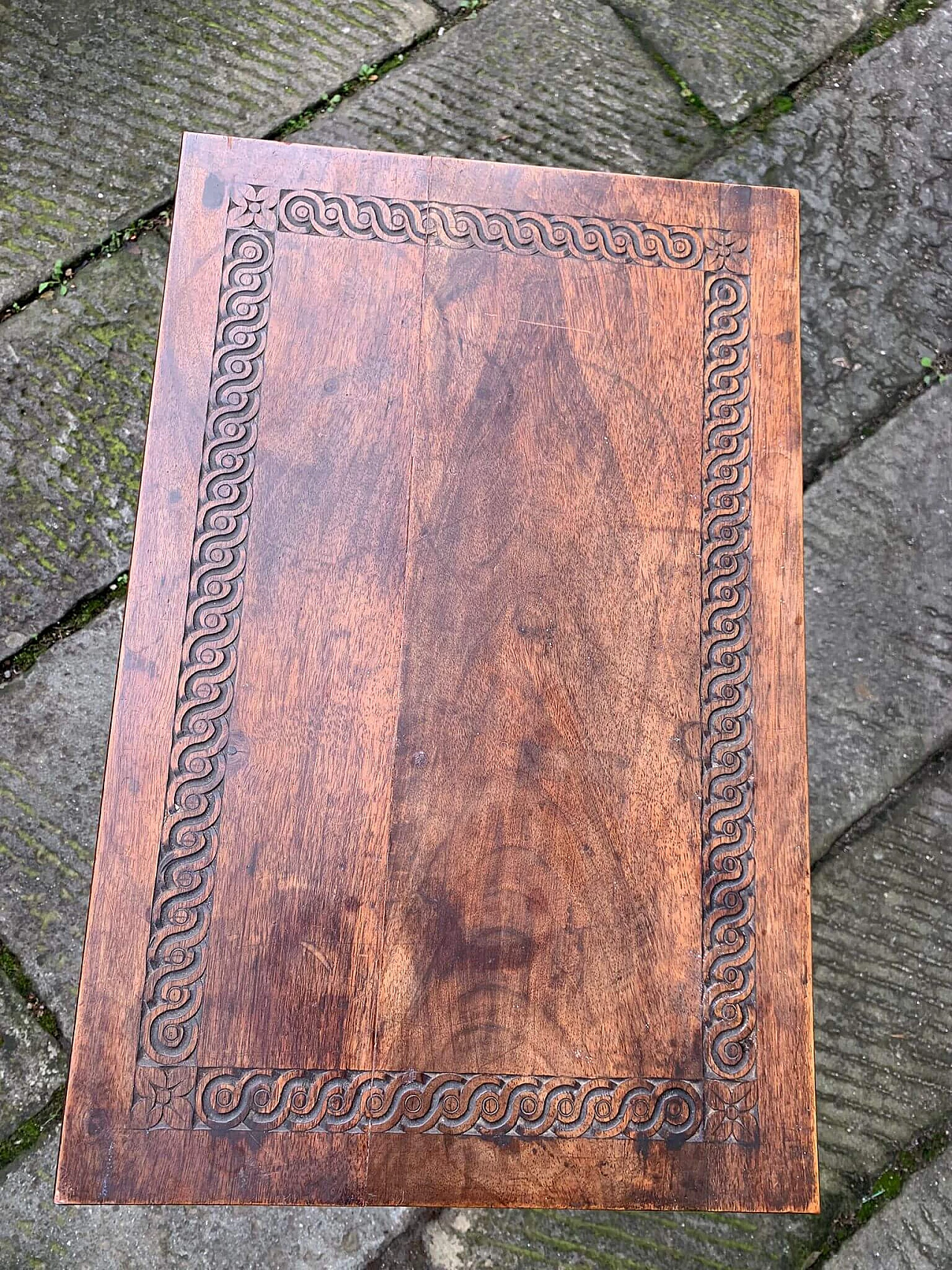 Walnut coffee table with carving, 1960s 6