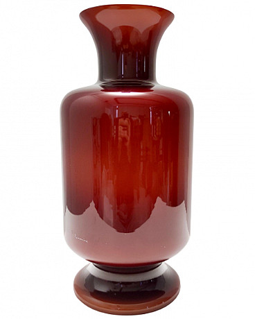 Vaso veneziano d'arredo classico rosso con murrine