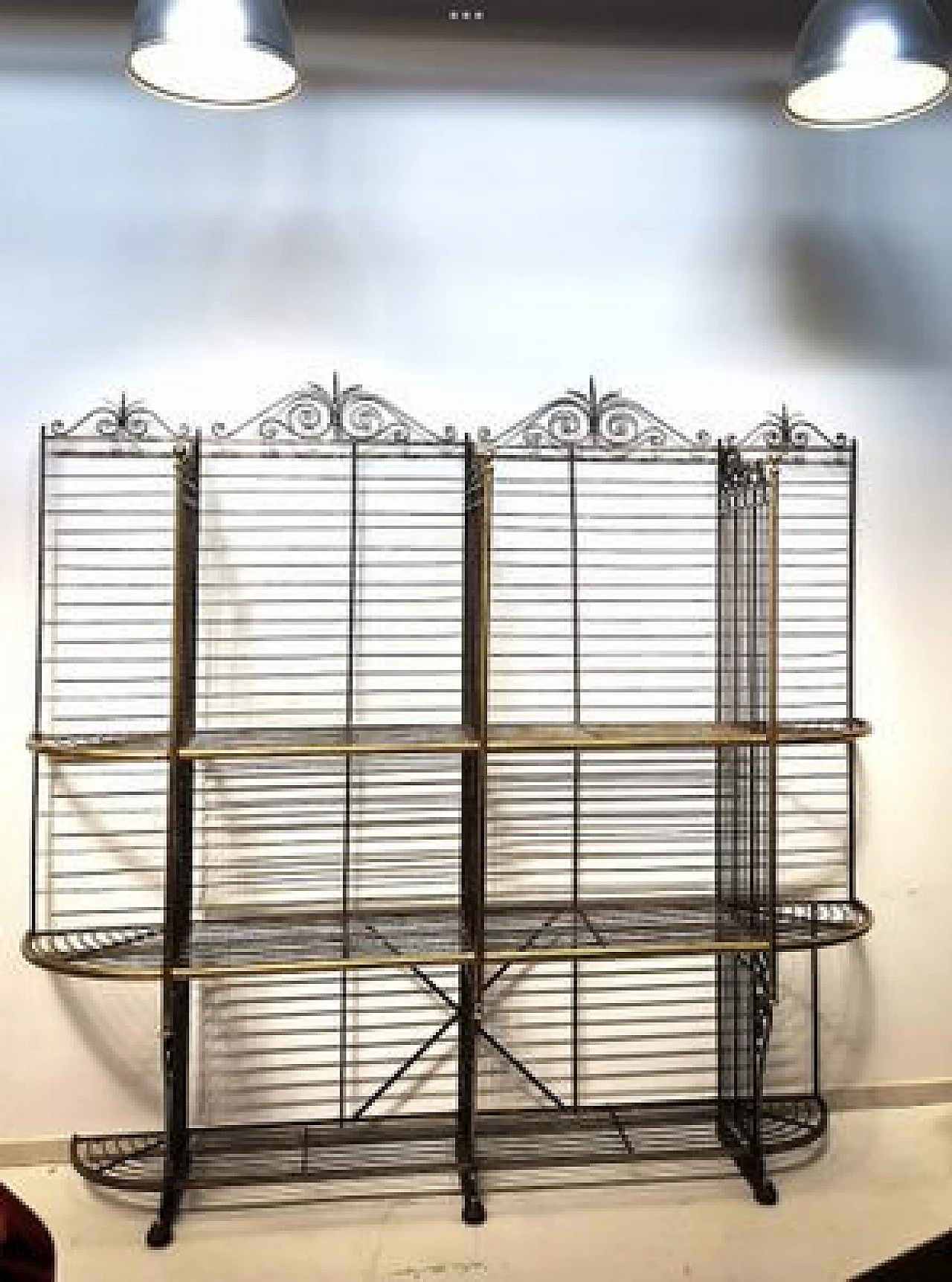 Brass and wrought iron bakery bread stand, 1920s 3