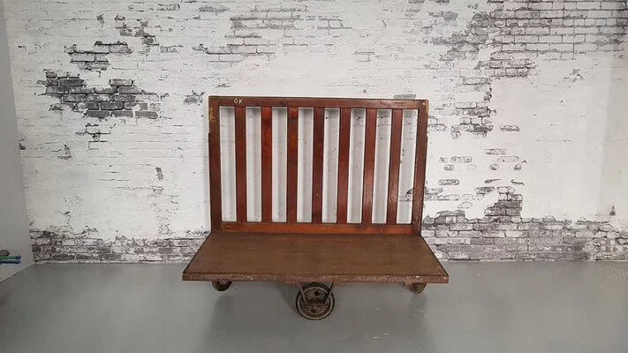 Industrial wooden trolley, 1950s 1