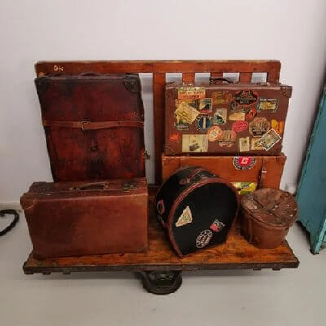 Industrial wooden trolley, 1950s 5