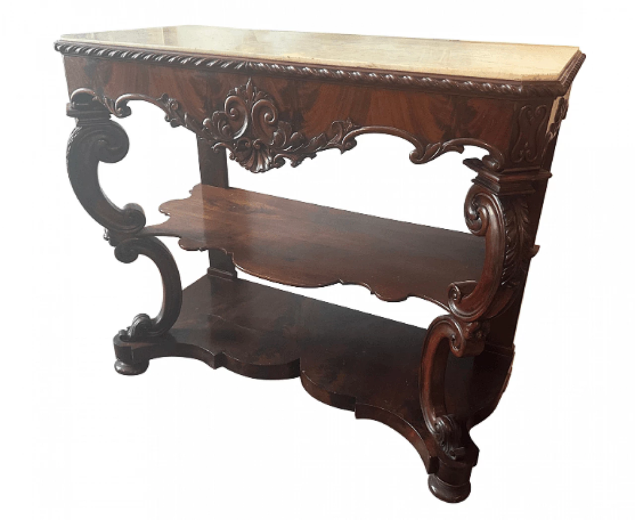 Louis Philippe mahogany and Carrara marble console, mid-19th century 1