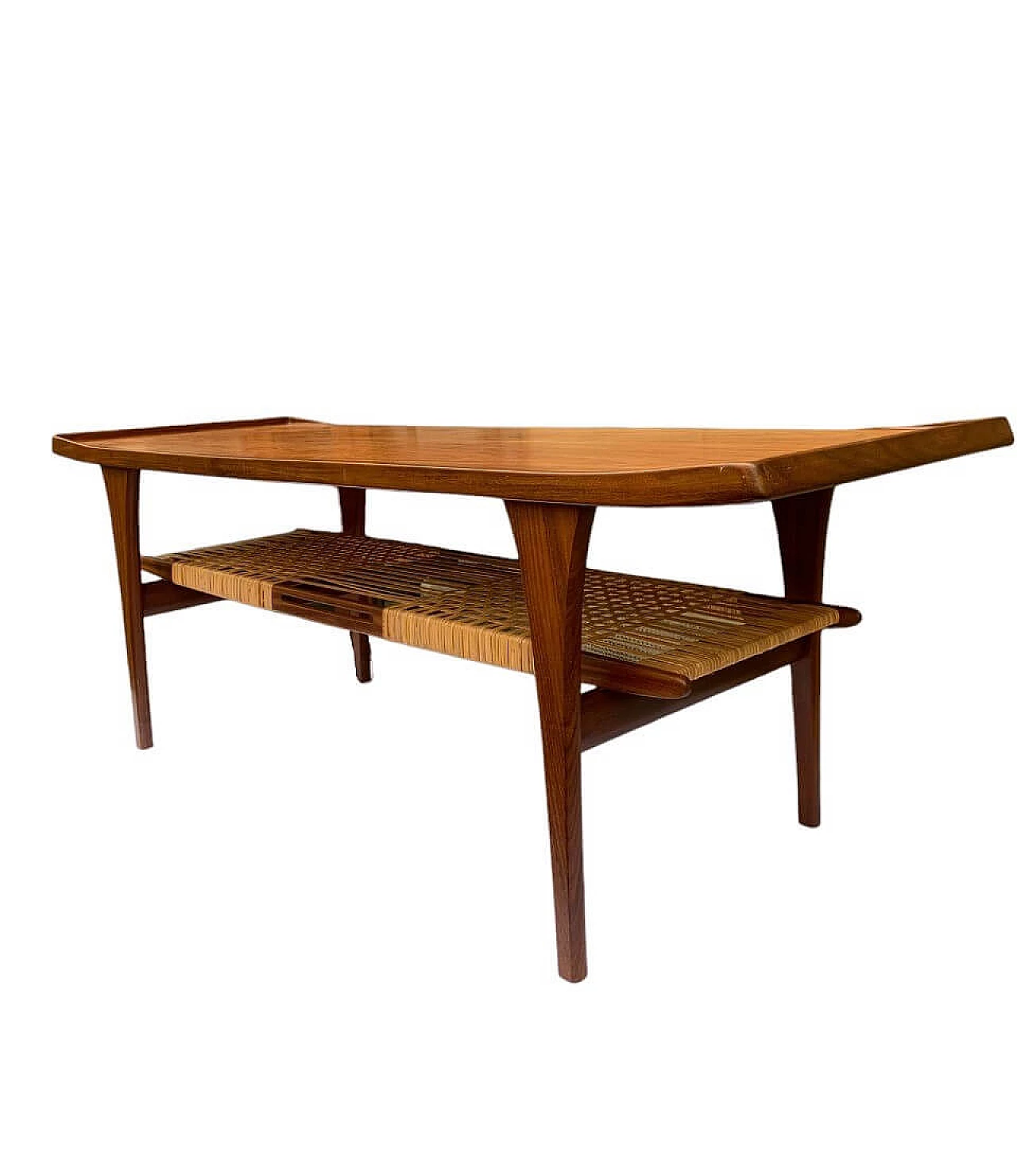 Danish teak and wicker coffee table 15