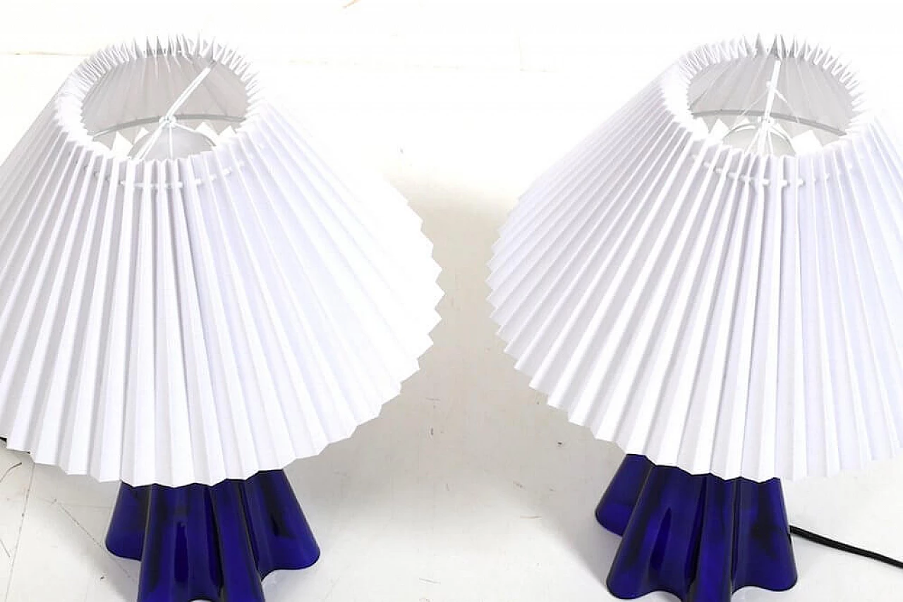 Pair of 304 table lamps in blue glass by Le Klint, 1970s 2