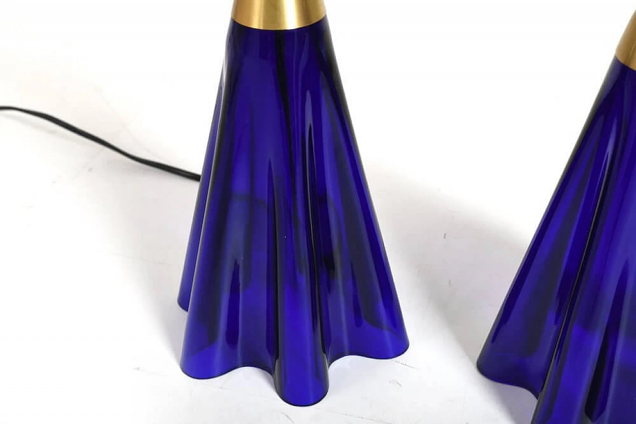 Pair of 304 table lamps in blue glass by Le Klint, 1970s 6