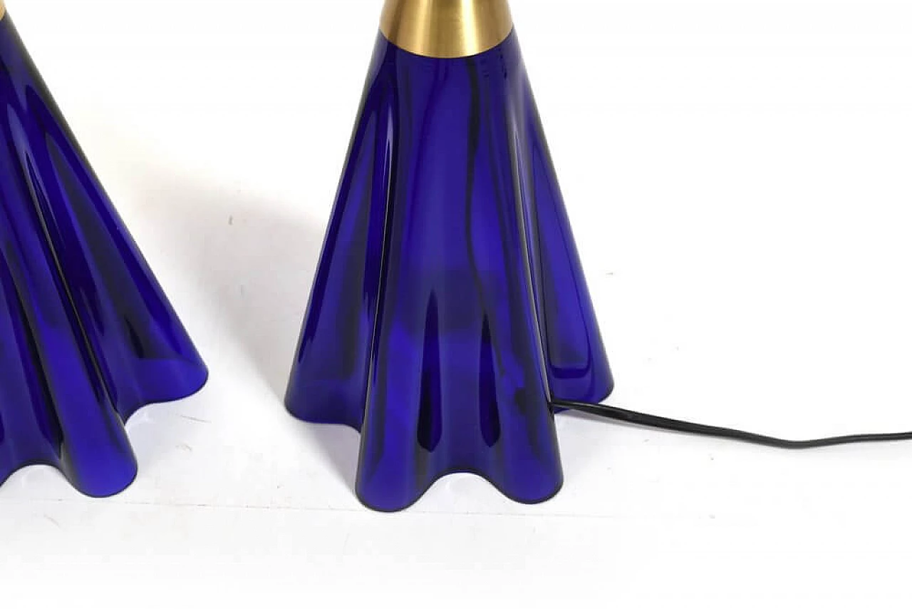 Pair of 304 table lamps in blue glass by Le Klint, 1970s 8