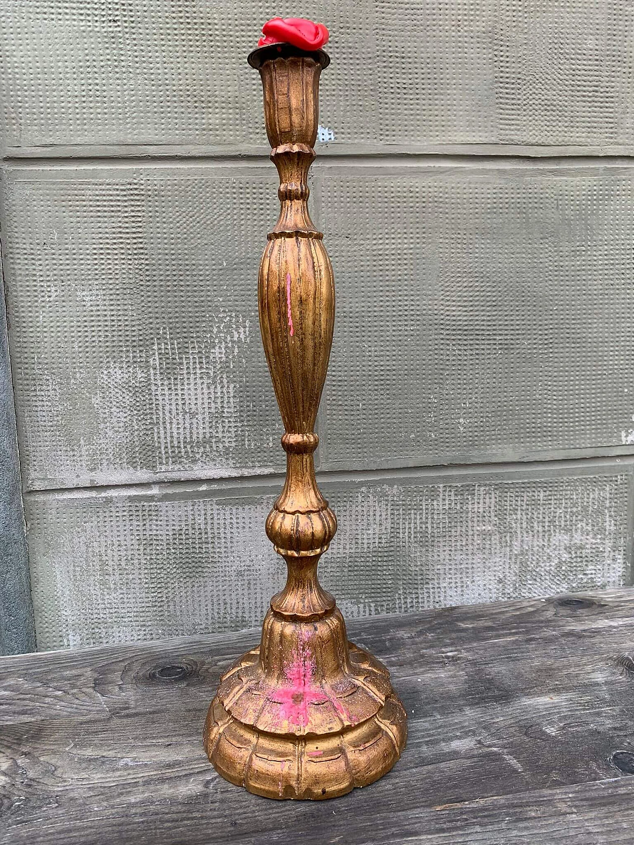 Gilded wood candlestick, early 20th century 1