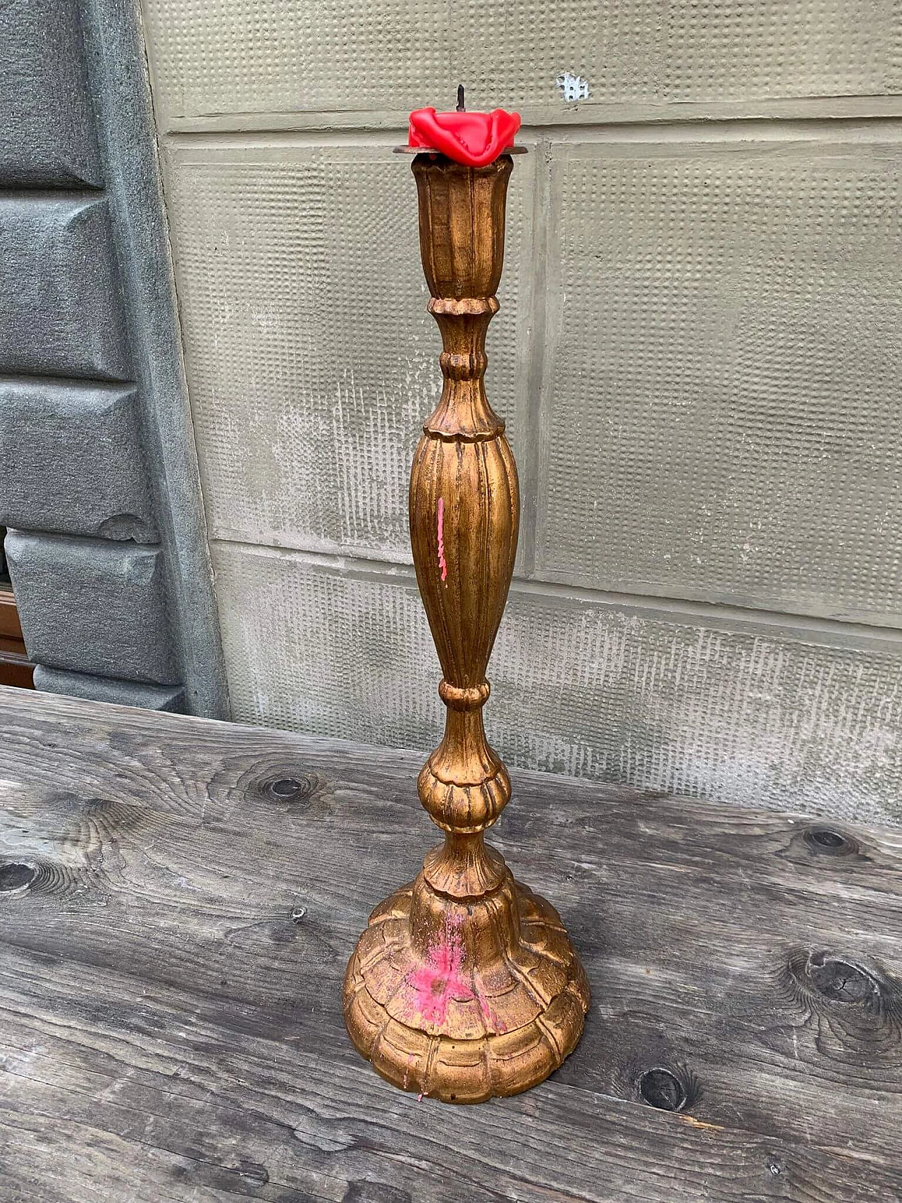 Gilded wood candlestick, early 20th century 2