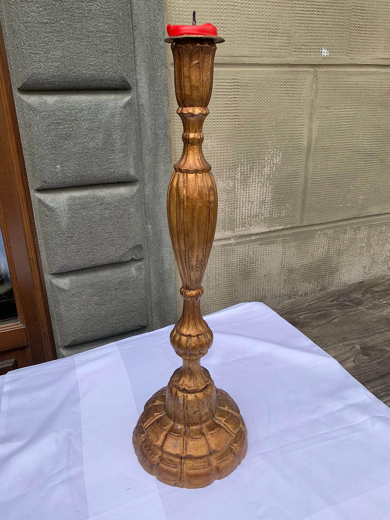 Gilded wood candlestick, early 20th century 3