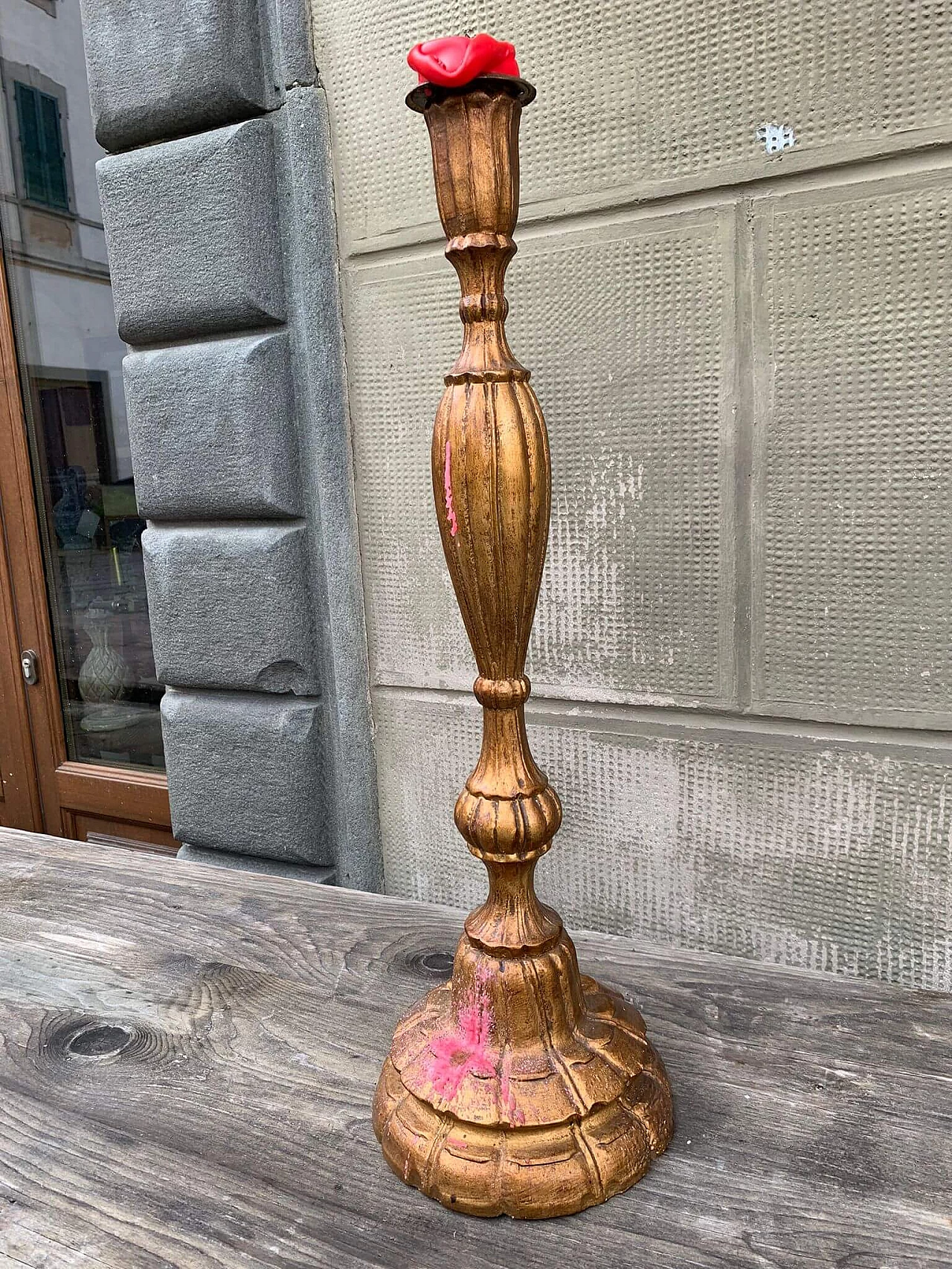 Gilded wood candlestick, early 20th century 5