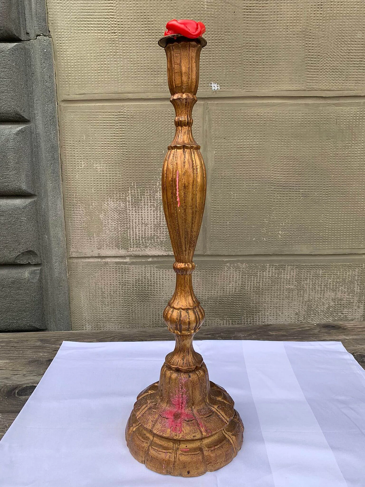 Gilded wood candlestick, early 20th century 6