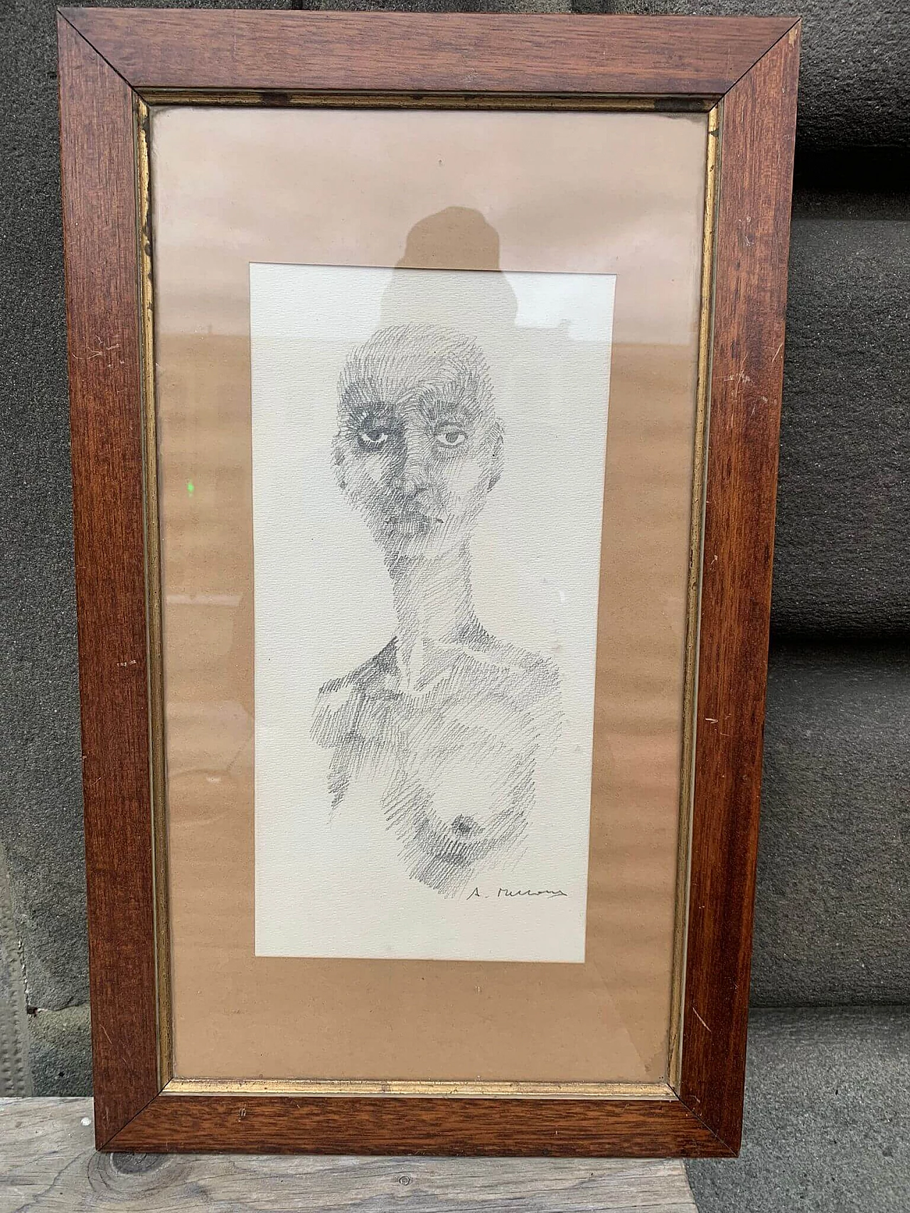 Viso di donna, disegno a matita, anni '60 5