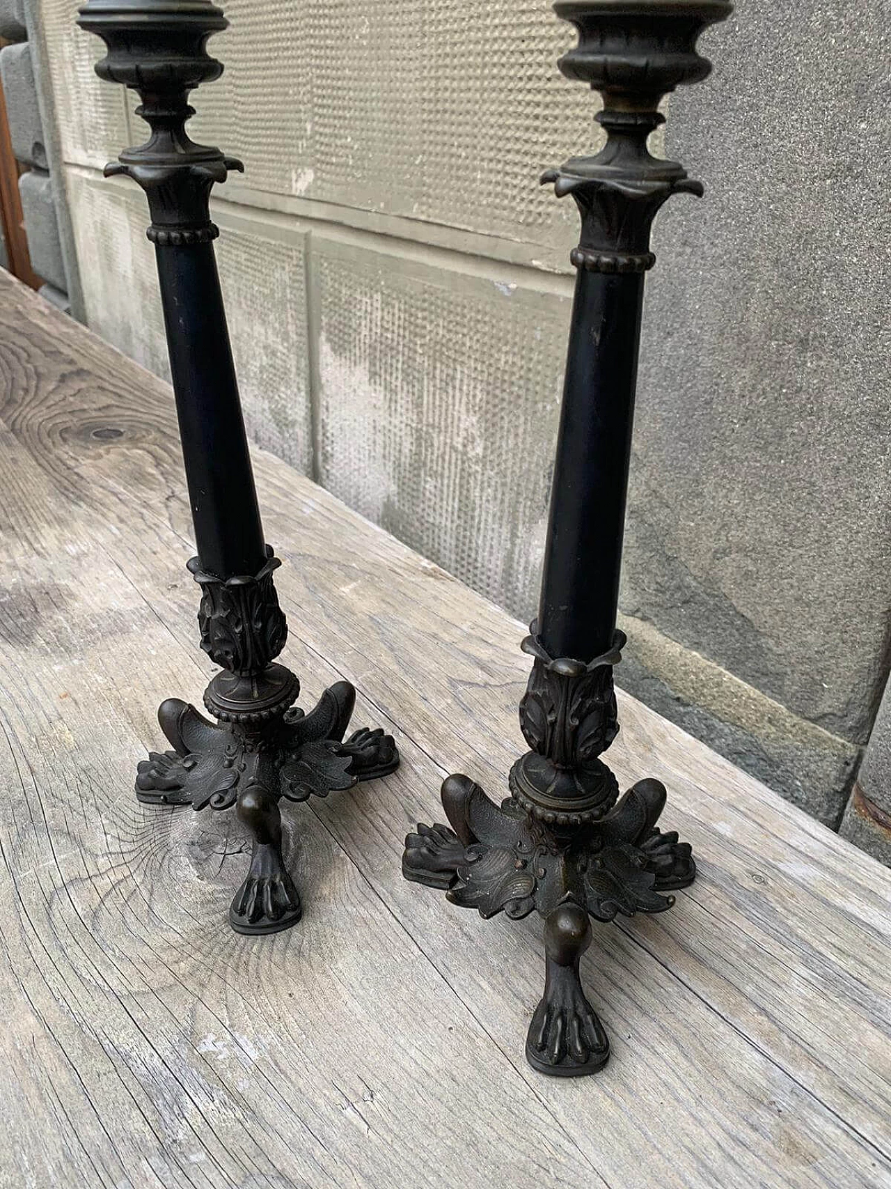 Pair of iron candlesticks 1