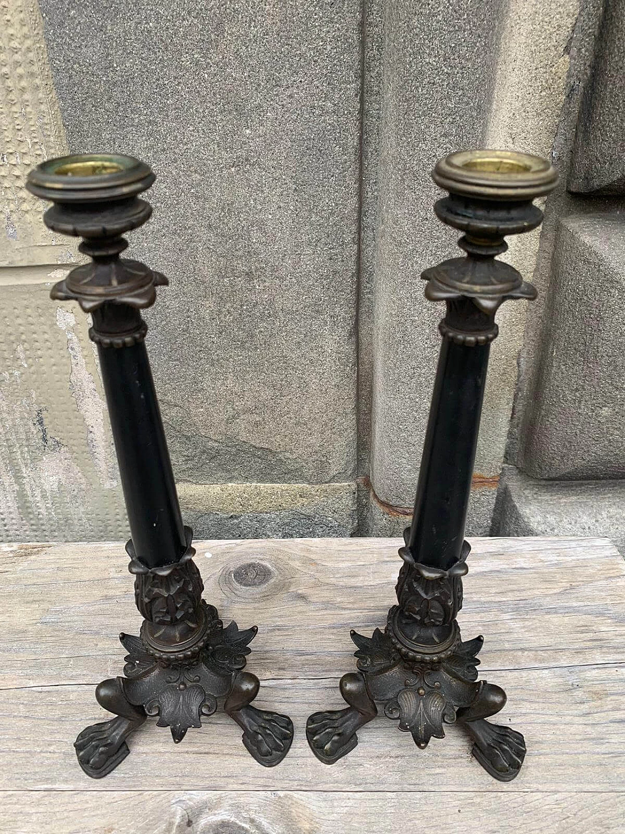 Pair of iron candlesticks 2