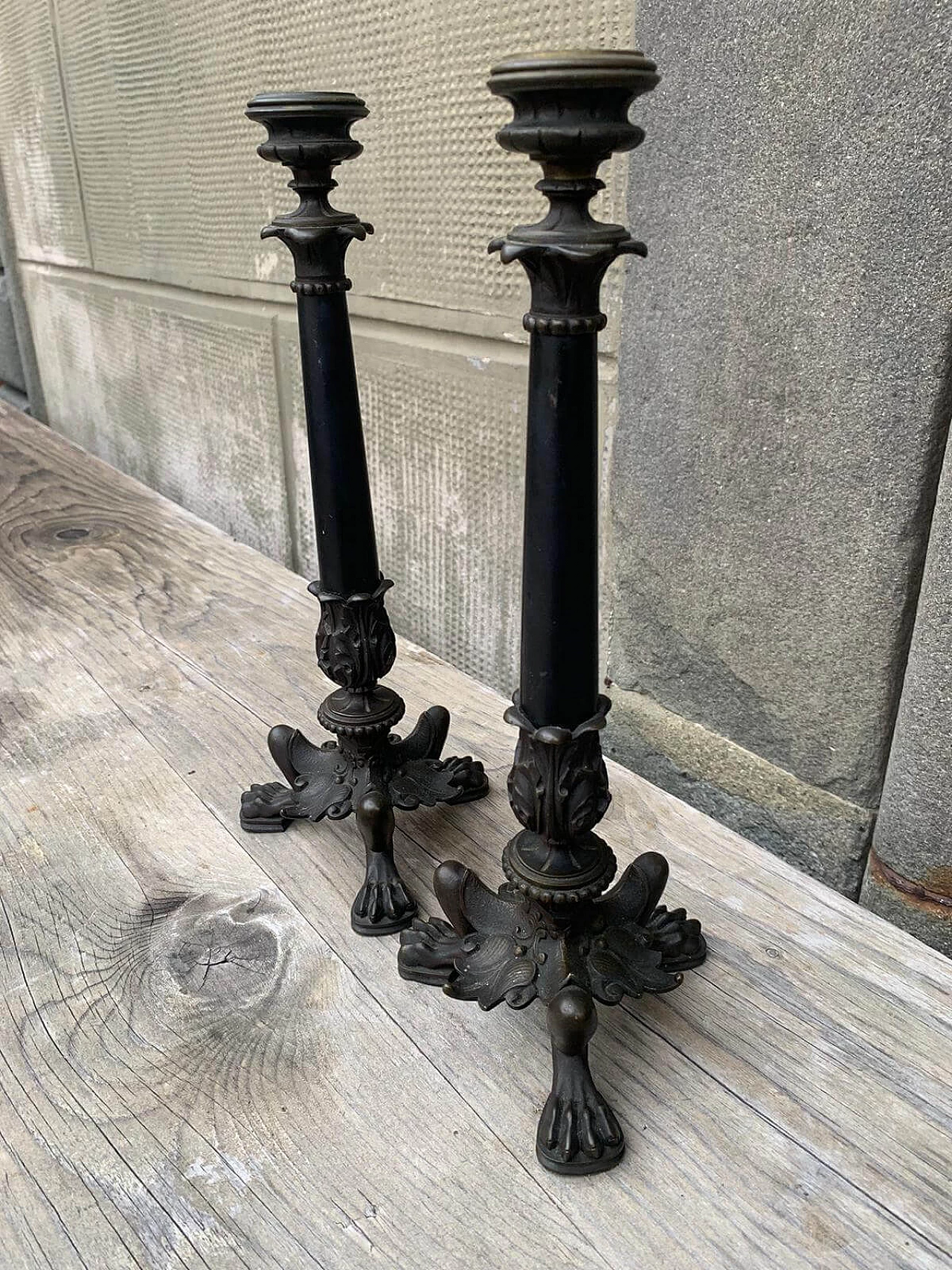 Pair of iron candlesticks 4