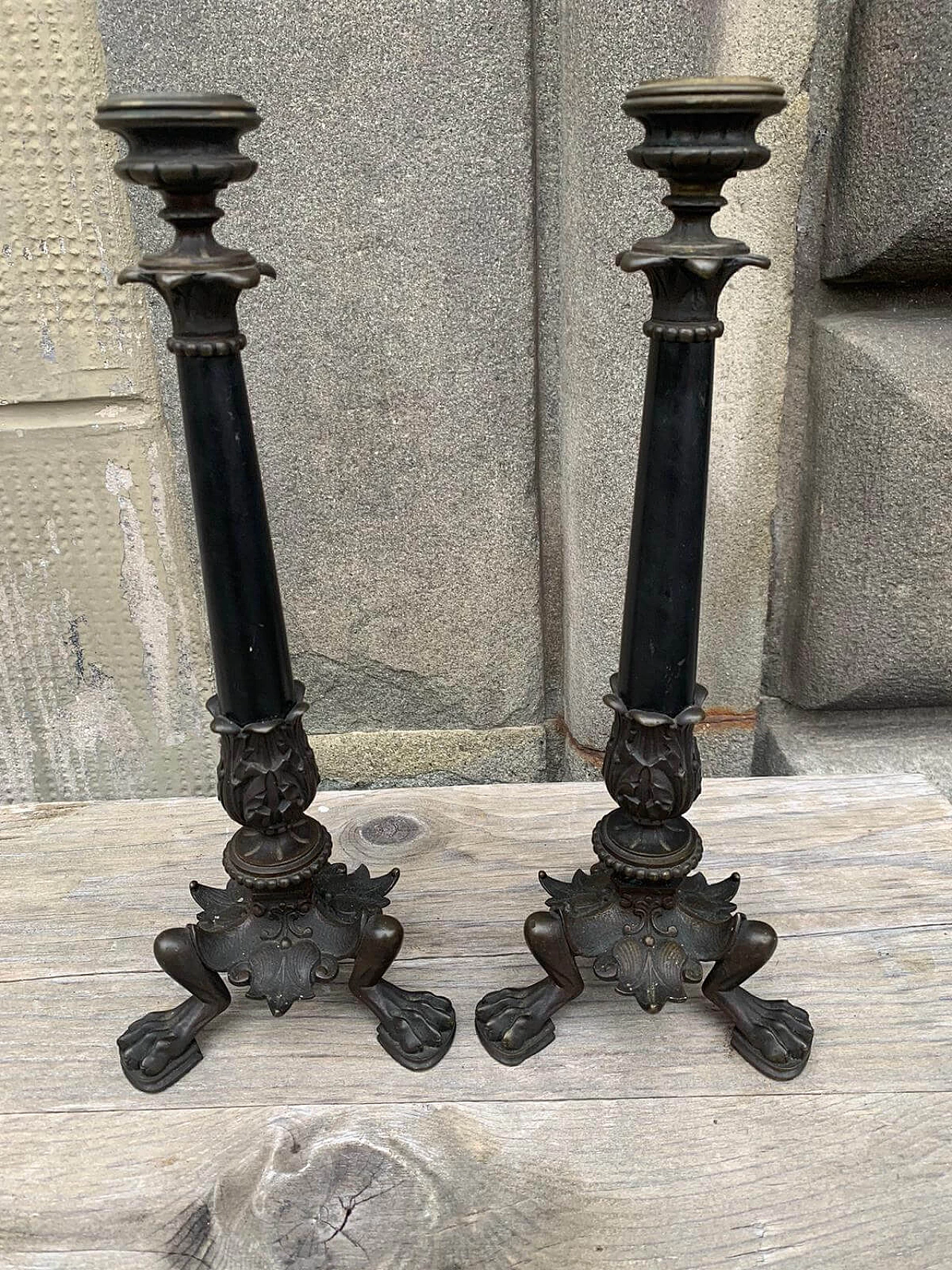 Pair of iron candlesticks 6