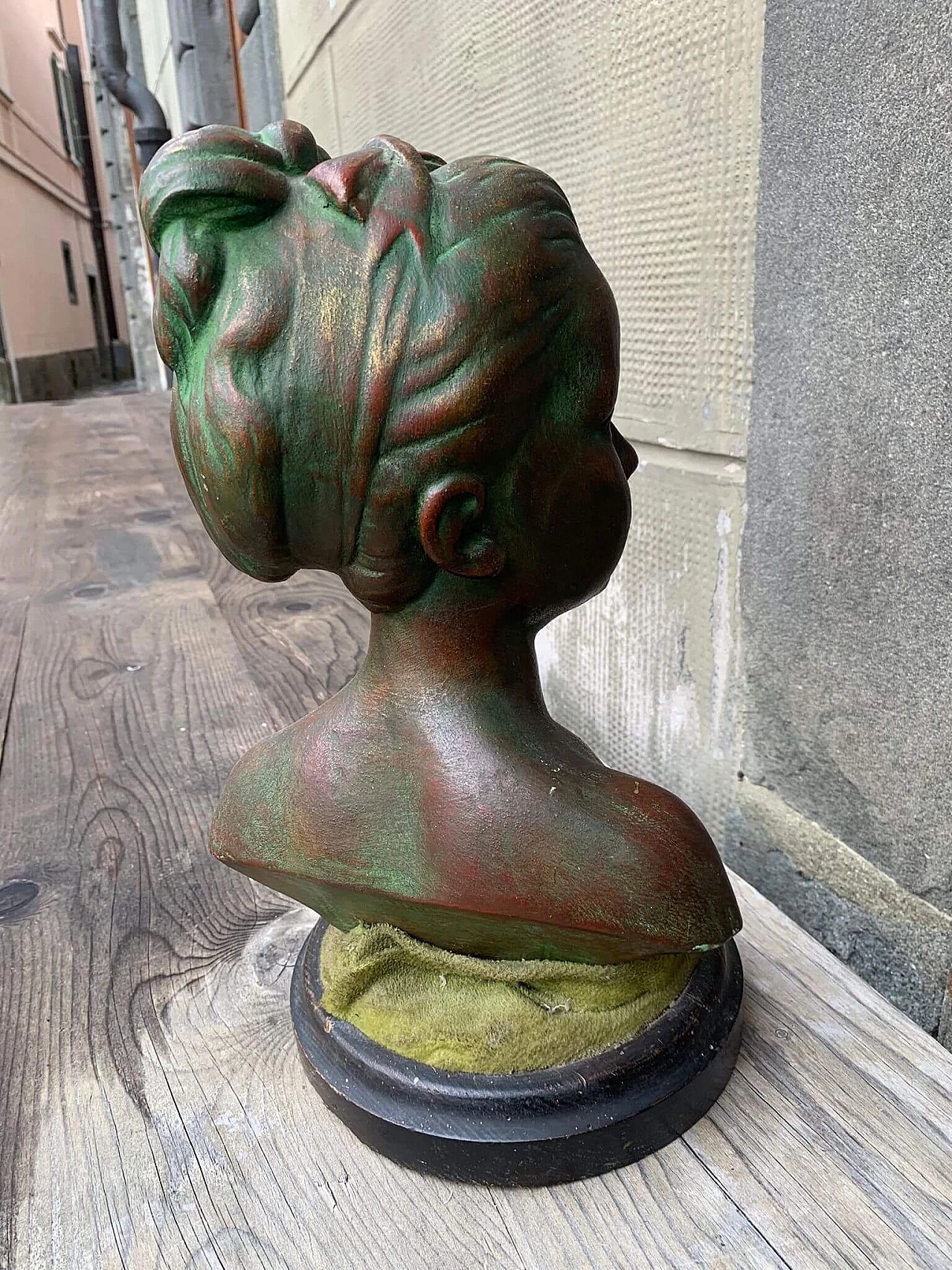 Bronze patinated terracotta female bust sculpture 1