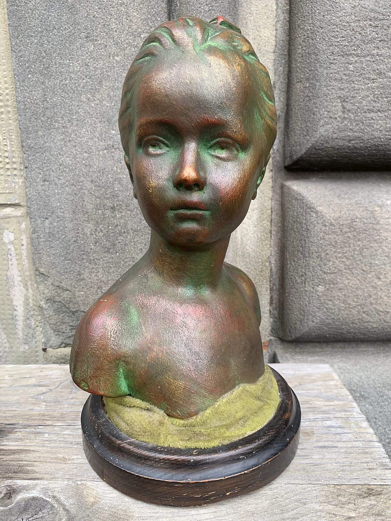 Bronze patinated terracotta female bust sculpture 3