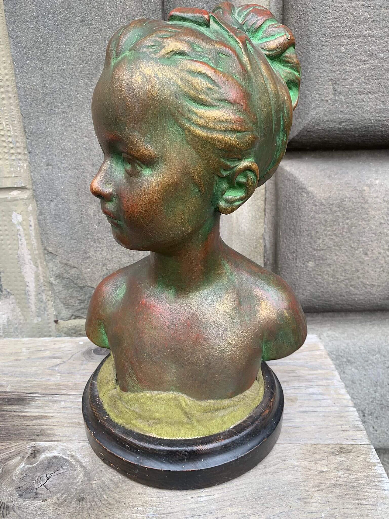 Bronze patinated terracotta female bust sculpture 4