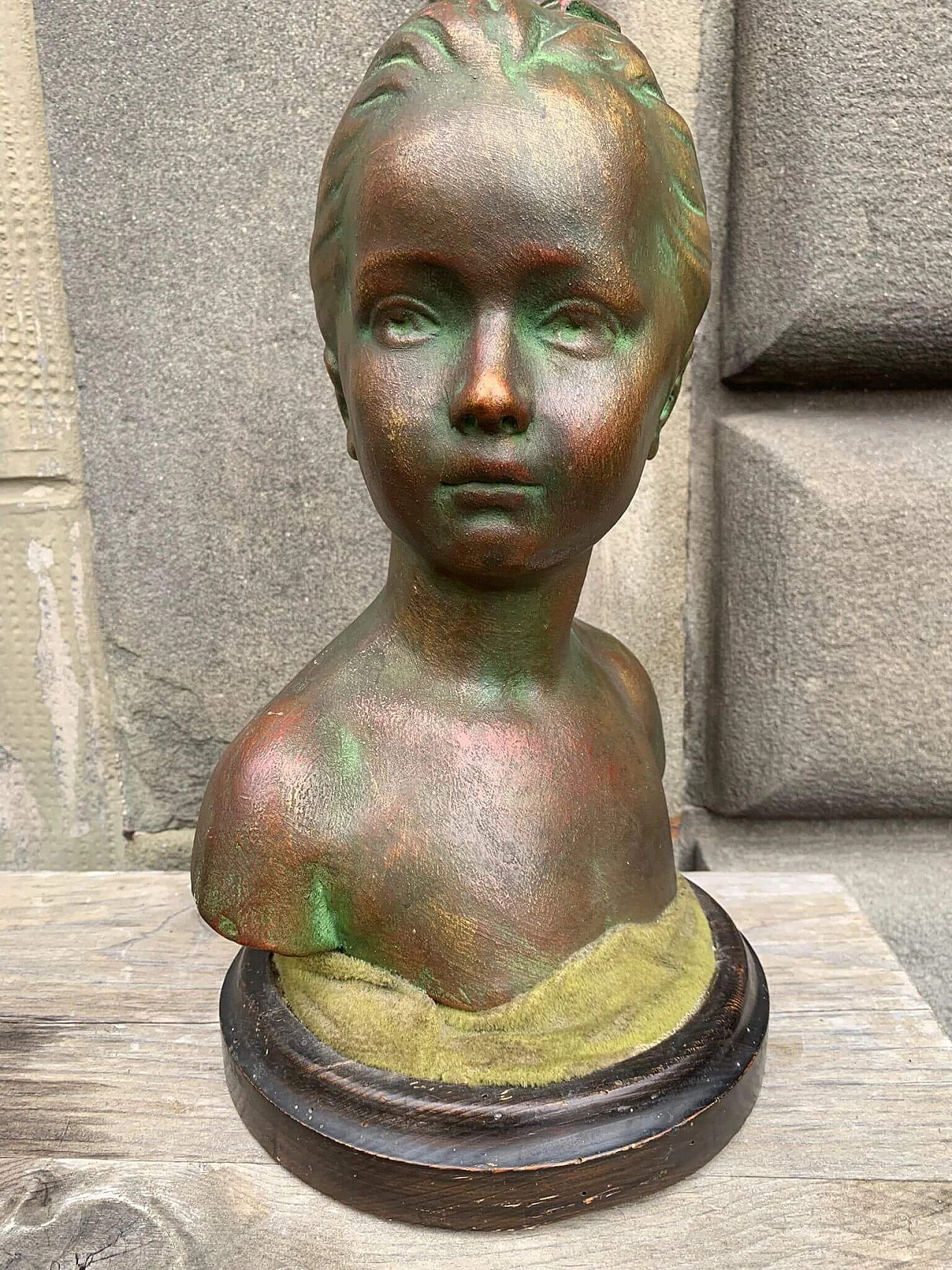 Bronze patinated terracotta female bust sculpture 5