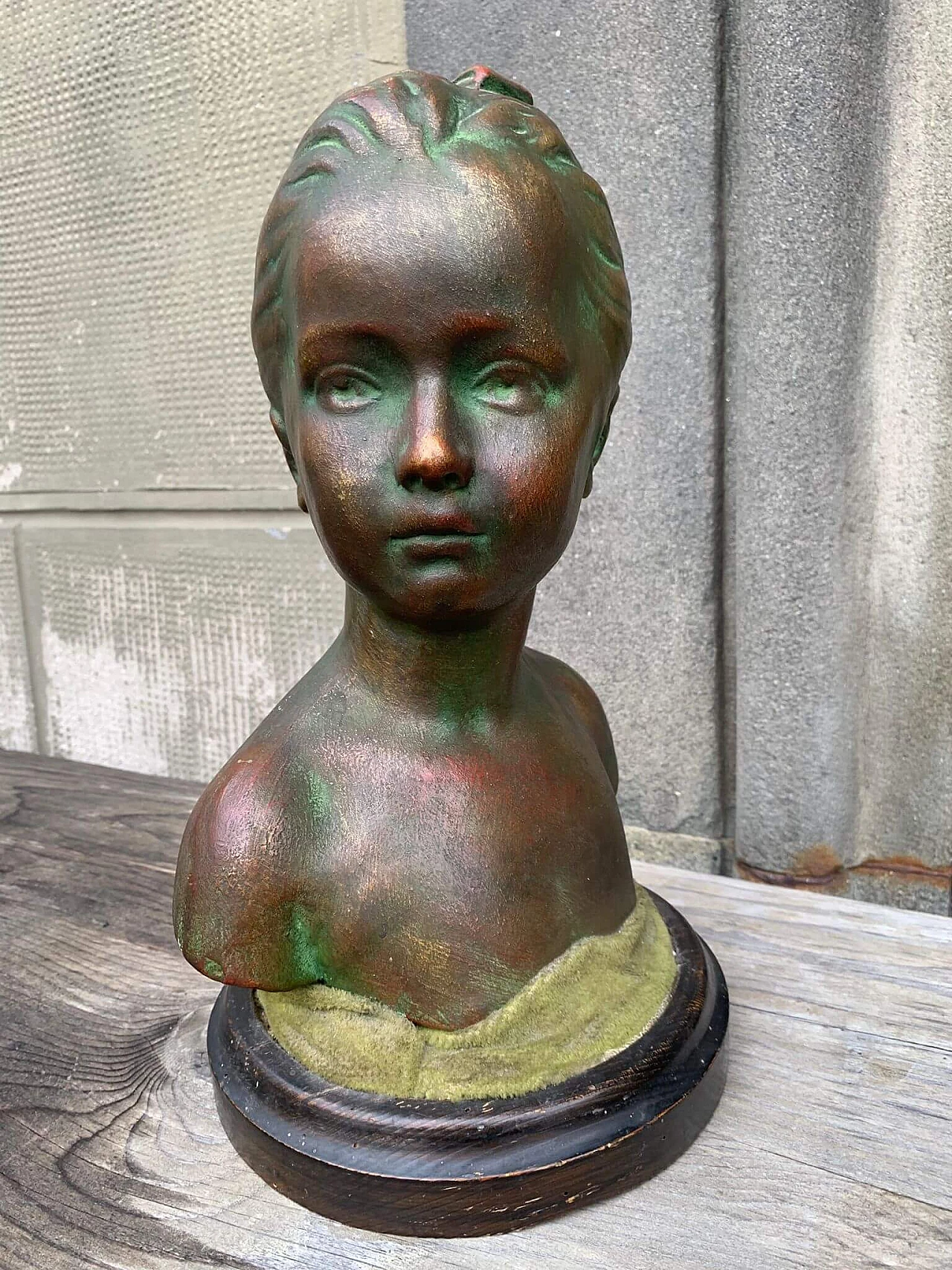 Bronze patinated terracotta female bust sculpture 6