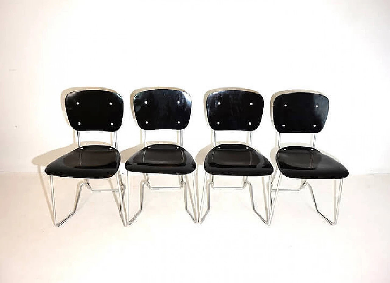 4 Aluflex stackable chairs by Armin Wirth for Ph. Zieringer KG, 1950s 1