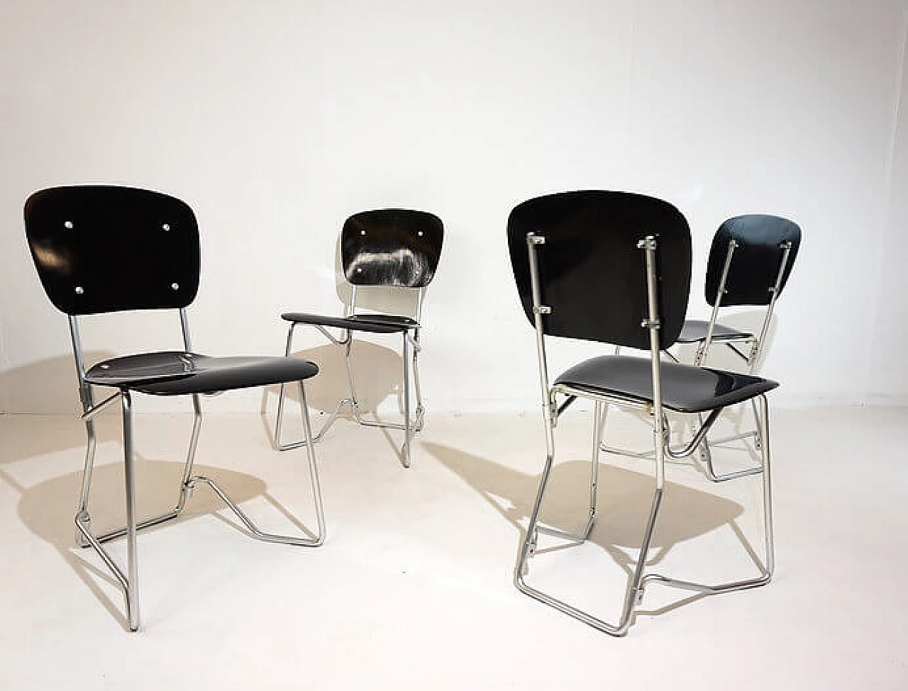 4 Aluflex stackable chairs by Armin Wirth for Ph. Zieringer KG, 1950s 3