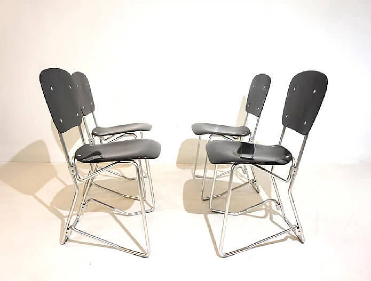 4 Aluflex stackable chairs by Armin Wirth for Ph. Zieringer KG, 1950s 6