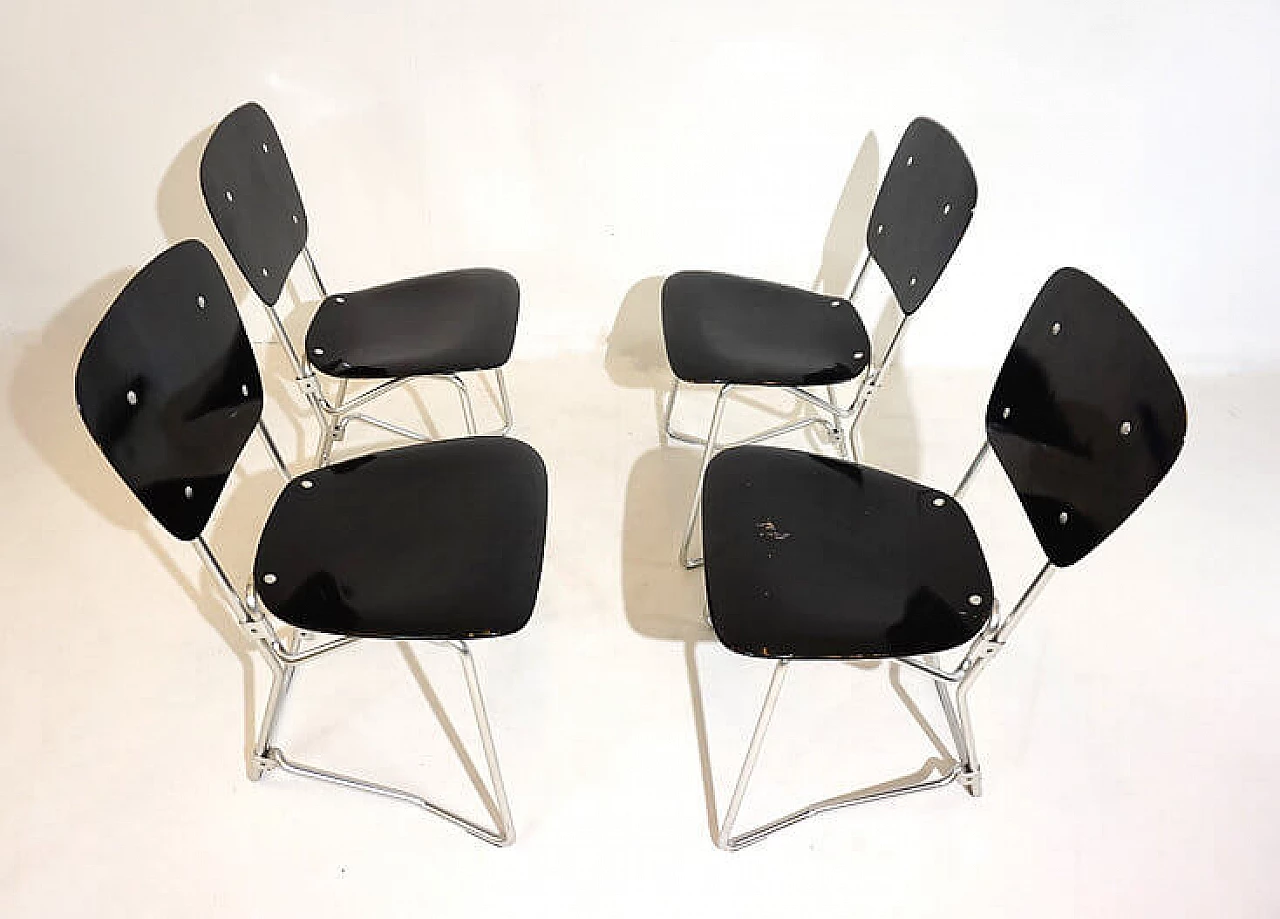 4 Aluflex stackable chairs by Armin Wirth for Ph. Zieringer KG, 1950s 9