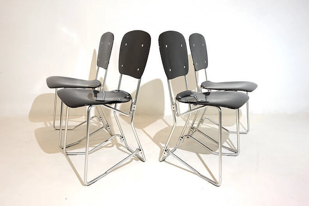 4 Aluflex stackable chairs by Armin Wirth for Ph. Zieringer KG, 1950s 14