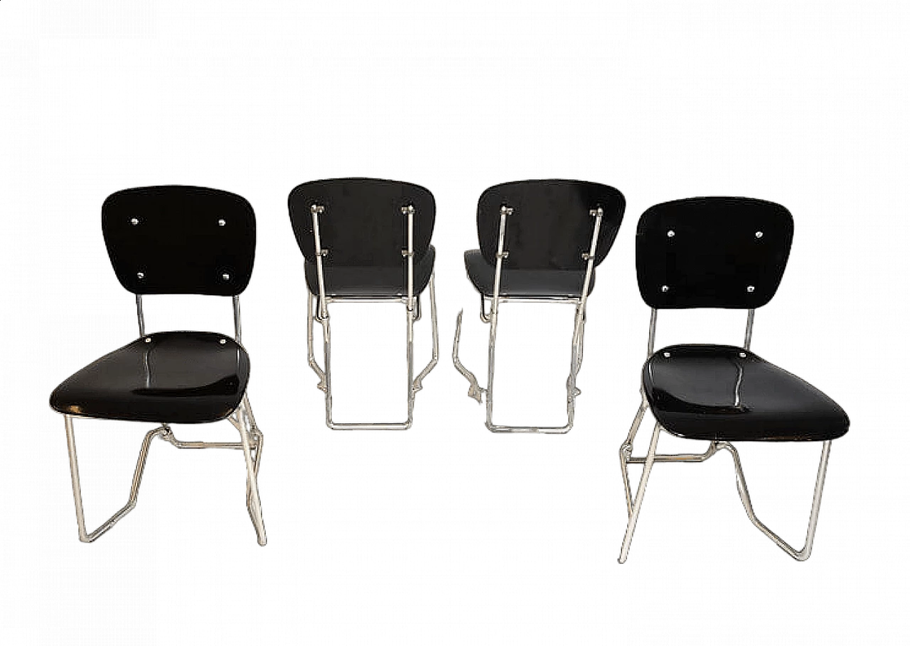 4 Aluflex stackable chairs by Armin Wirth for Ph. Zieringer KG, 1950s 15