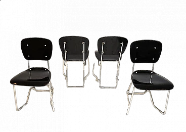 4 Aluflex stackable chairs by Armin Wirth for Ph. Zieringer KG, 1950s