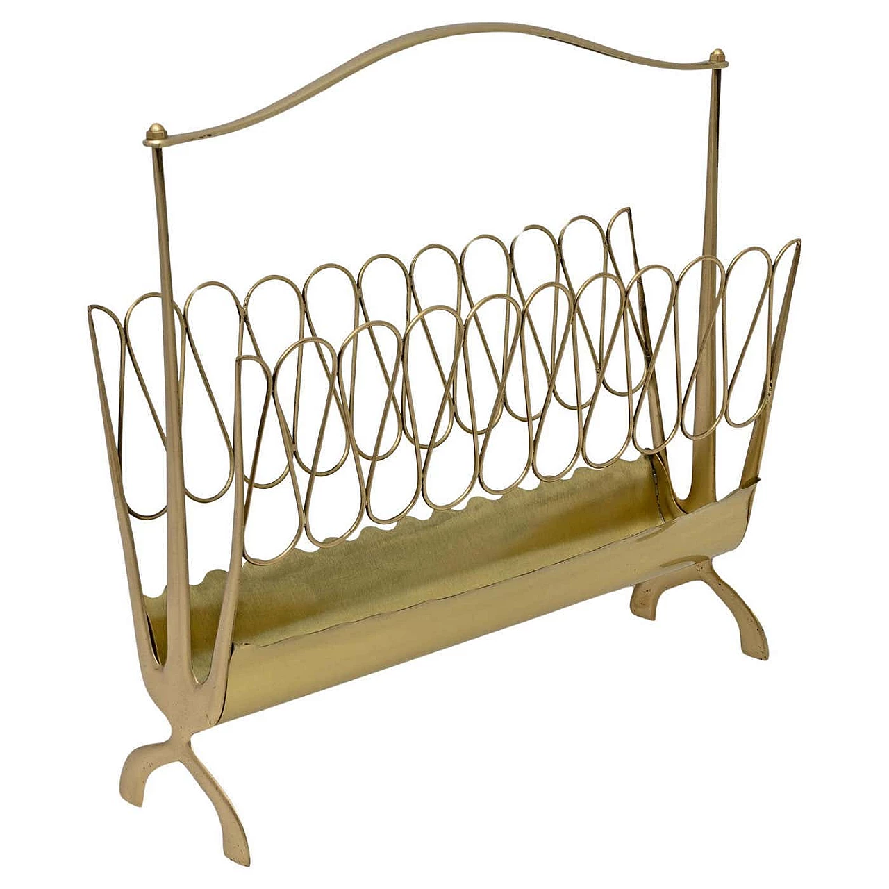 Brass magazine rack attributed to Osvaldo Borsani, 1950s 1