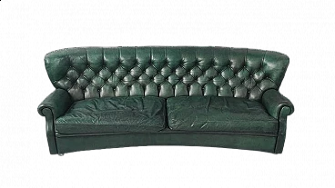 Green leather Chesterfield sofa, 1950s