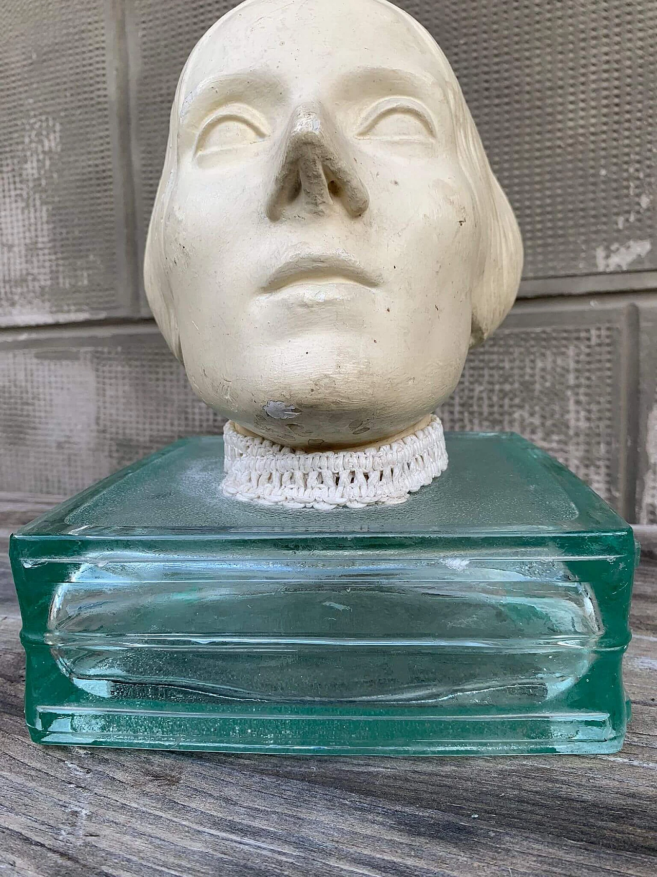 Plaster head of a woman on glass base, early 20th century 7